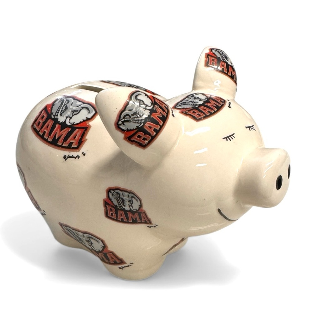 Cream “Alabama “ Piggy Bank with Red and Black Accents